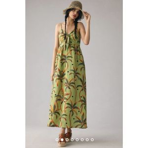 New Anthropologie Farm Rio Tie-Front Linen Dress Size Medium